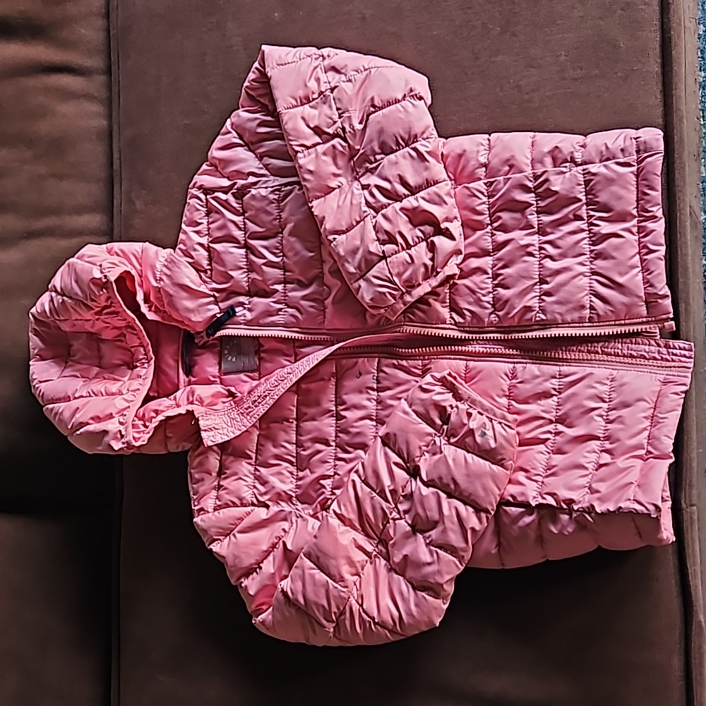 Kids Primary pink puffer jacket sz 8-9